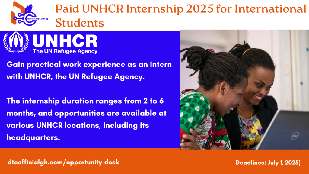 Paid UNHCR Internship 2025 for International Students - Dreamers ...