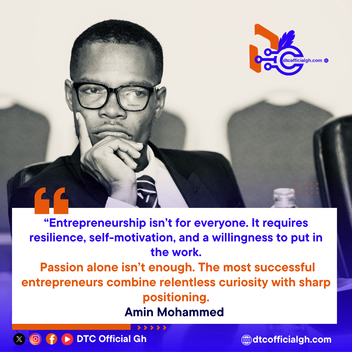 Amin Mohammed, Entrepreneurship tips, Branding, Resilience, Curiosity,