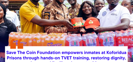 Save The Coin Foundation empowers inmates at Koforidua Prisons through hands-on TVET training, restoring dignity, hope, and livelihood opportunities.