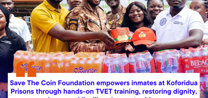 Save The Coin Foundation empowers inmates at Koforidua Prisons through hands-on TVET training, restoring dignity, hope, and livelihood opportunities.